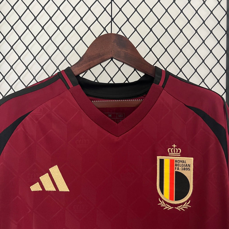 Camisa Bélgica I 2024 Adidas Masculina Euro Copa - Vinho