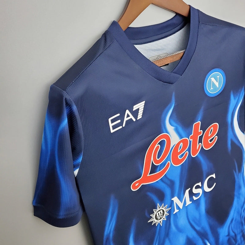 Camisa Napoli Flames Kit 22/23 Torcedor EA7 Masculina - Azul