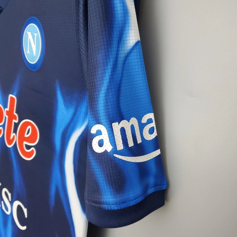 Camisa Napoli Flames Kit 22/23 Torcedor EA7 Masculina - Azul