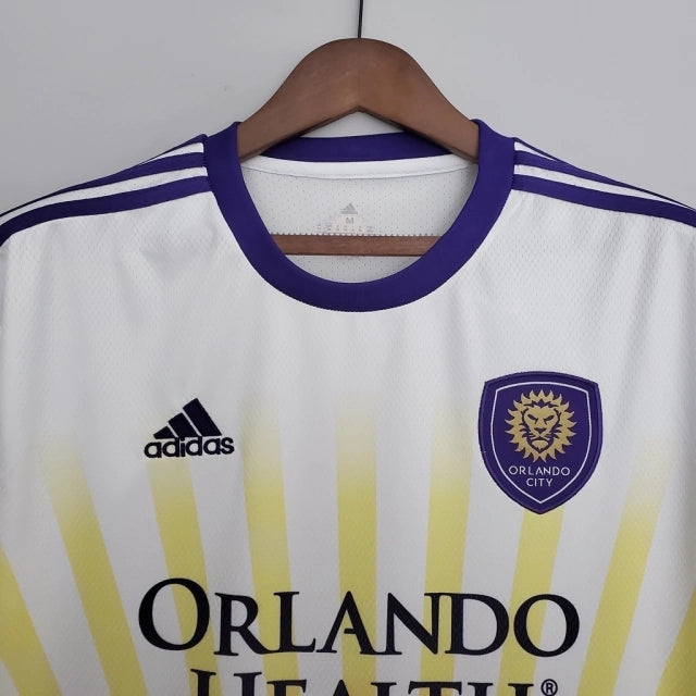 Camisa Orlando City Away 22/23 Torcedor Adidas - Branco, Roxo e Amarelo