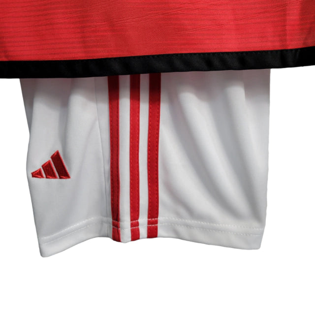 Kit Infatil Flamengo I 23/24 Adidas - Vermelho e Preto